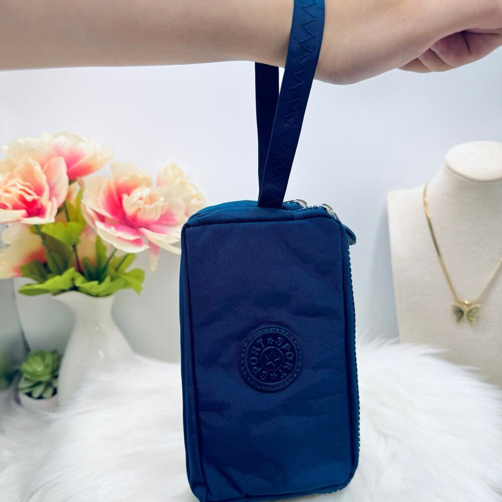 Navy Blue Small Purse or Makeup Cosmetic Wristlet - Picture 2 of 5